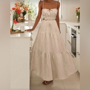 SHEIN Khaki Backless Maxi Dress